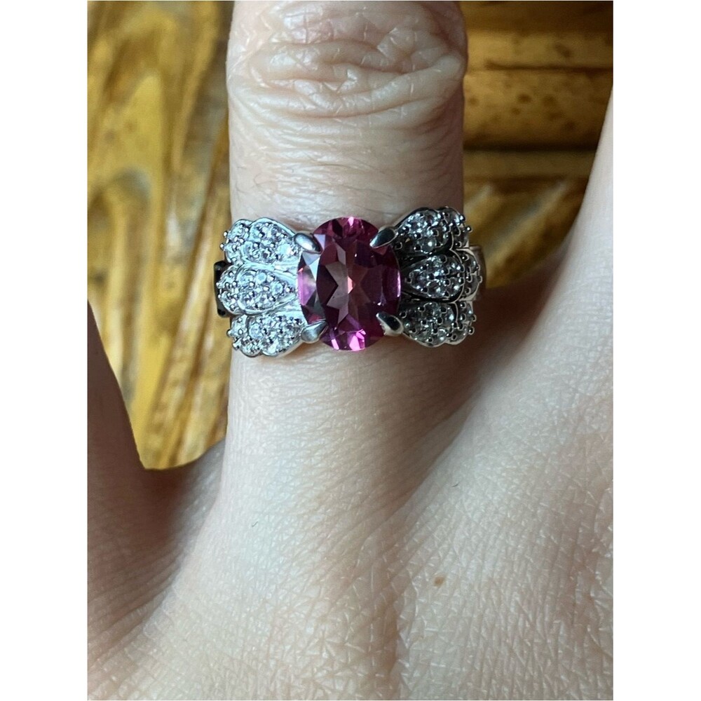 Pink Topaz Sterling Silver Ring Size 5.75
